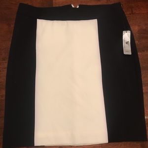 Worthington Black and White Stripe Midi Skirt